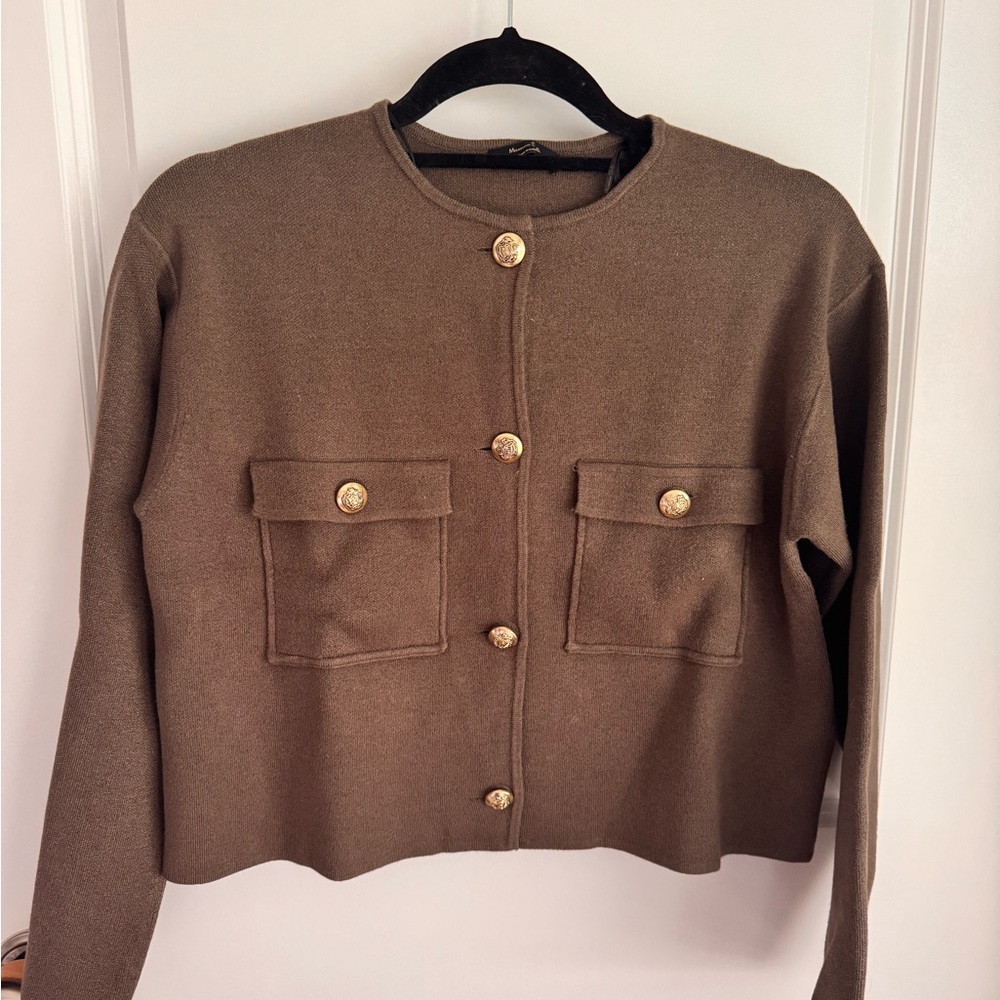 Massimo dutti Dark Green Button-Up Cardigan